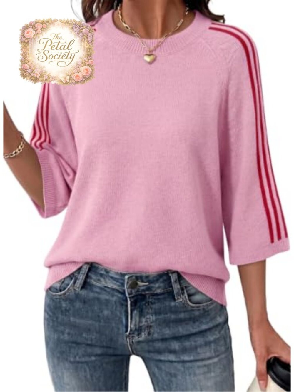 Oversized Cropped 3/4 Sleeve Sweater Knit Fall Pullover